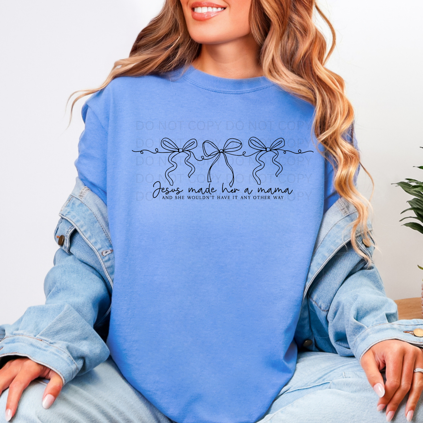 Jesus made her a mama Comfort Colors Mystic Blue