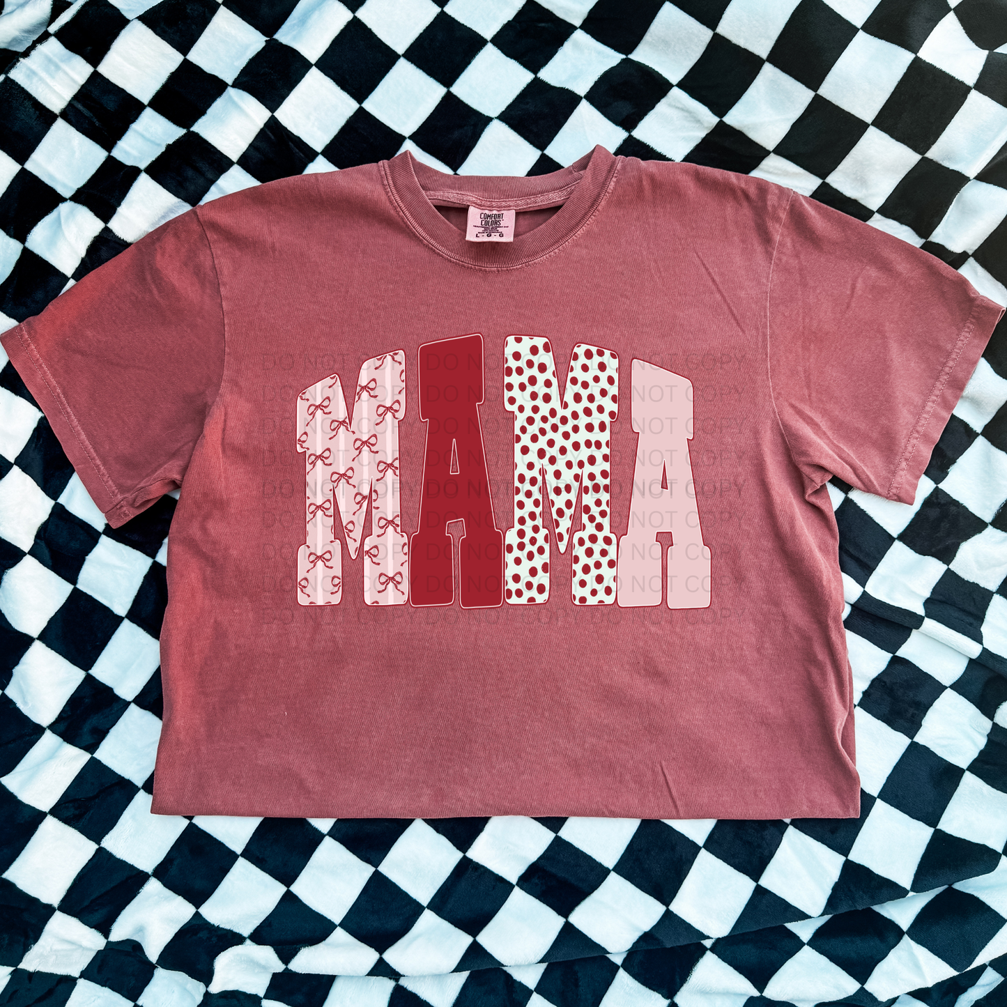 Mama Red Bows Comfort Colors Crimson