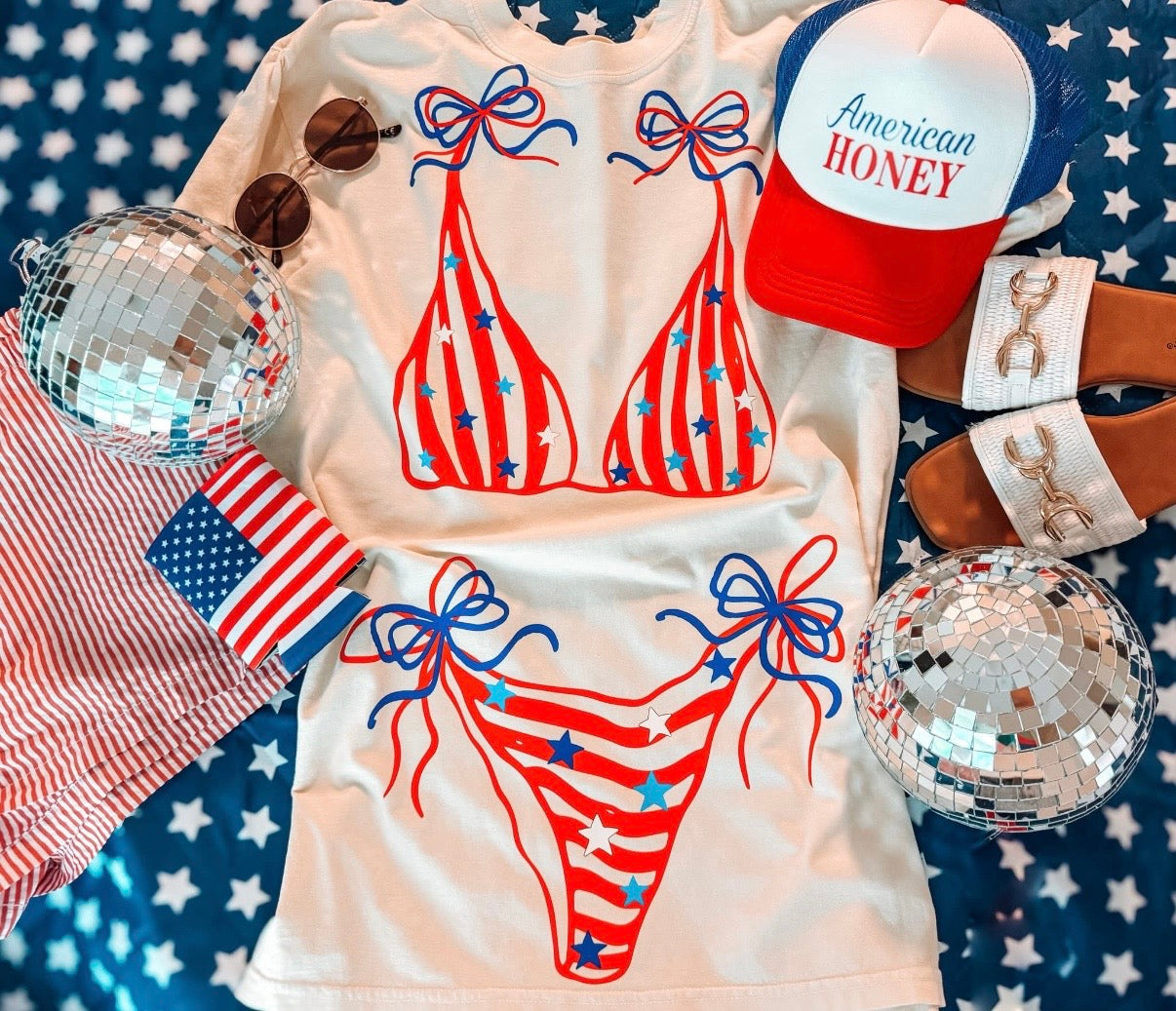 Stars & Stripes Patriotic Bikini CC Ivory