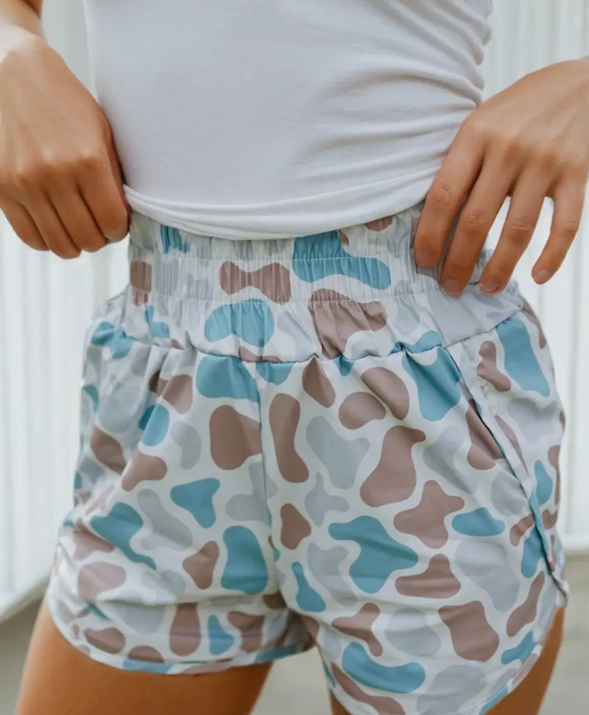 Camouflage Shirred High Waist Shorts SHIPS NEXT DAY
