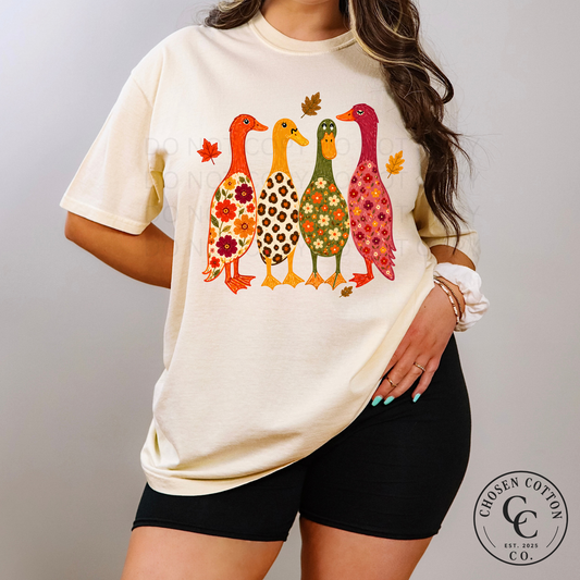 Floral Fall Ducks CC Ivory