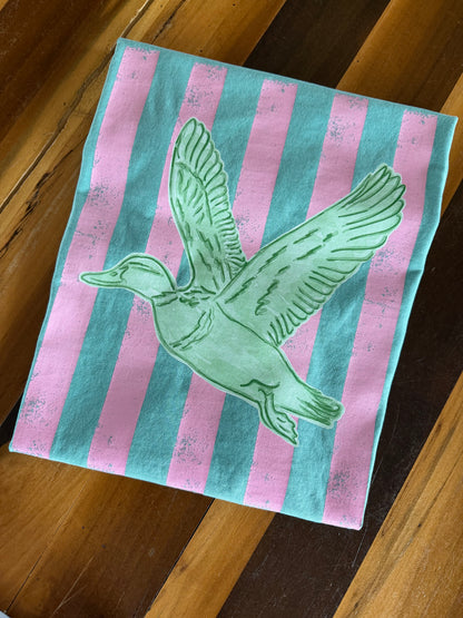Pink Preppy Duck Comfort Colors Seafoam
