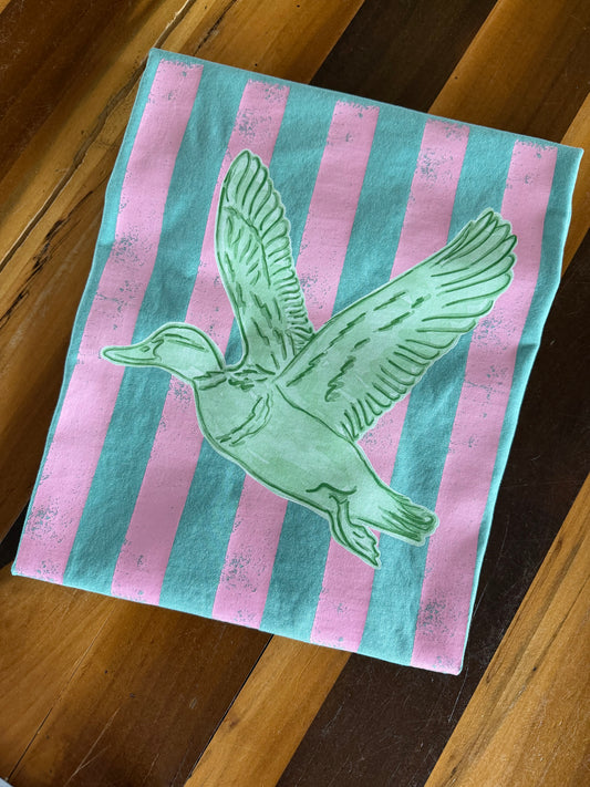 Pink Preppy Duck Comfort Colors Seafoam