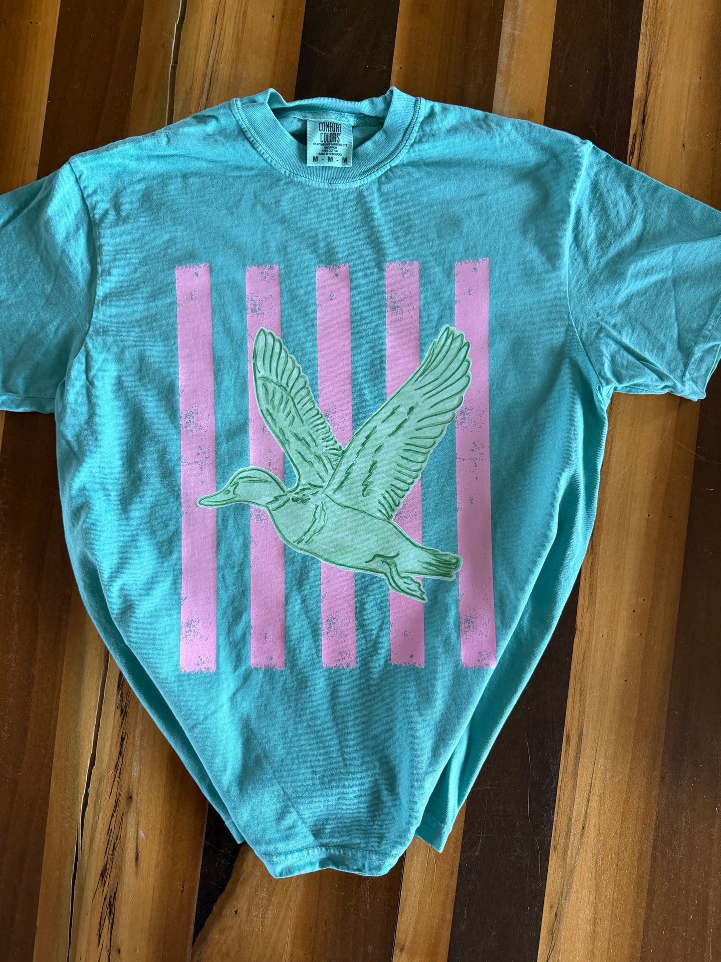 Pink Preppy Duck Comfort Colors Seafoam