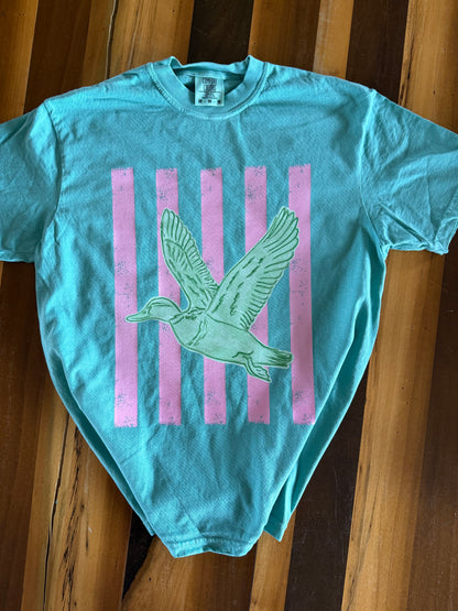 Pink Preppy Duck Comfort Colors Seafoam