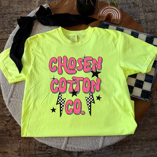 Chosen Cotton Checkered Bolt Comfort Color Neon Lemon