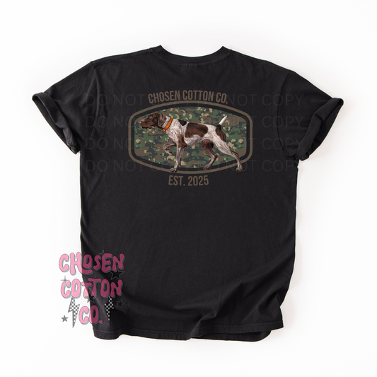 Camo hunting dog logo