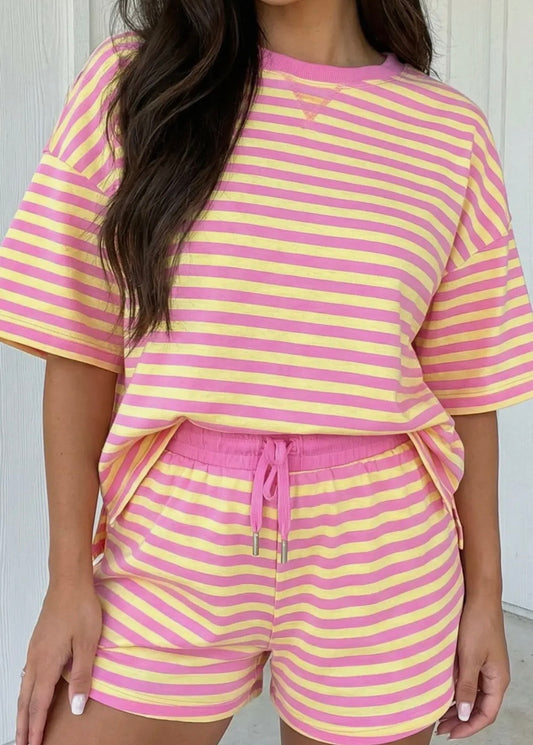 Striped Boxy Terry Short Set SHIPS NEXT DAY