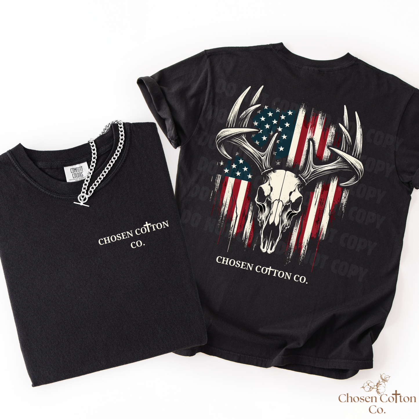 Deer Skull American Flag