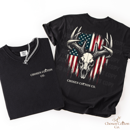 Deer Skull American Flag