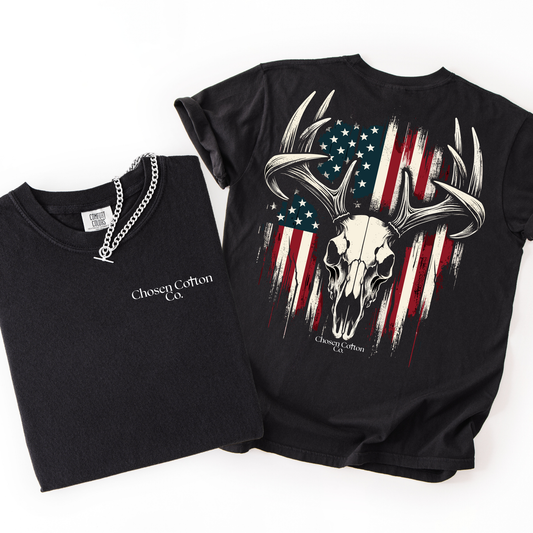 Deer Skull American Flag