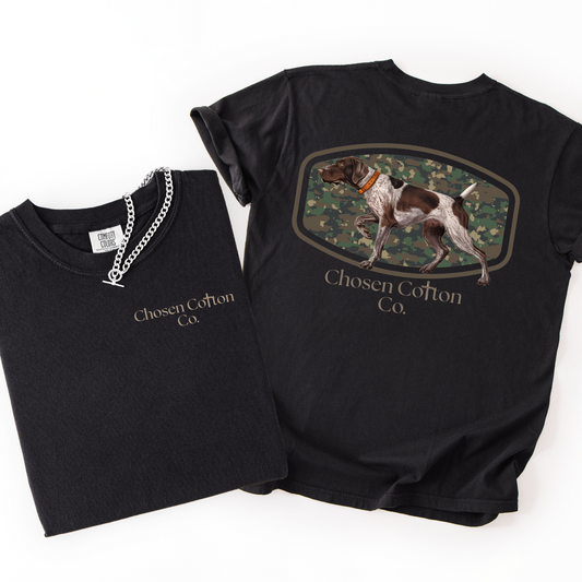 Camo hunting dog logo