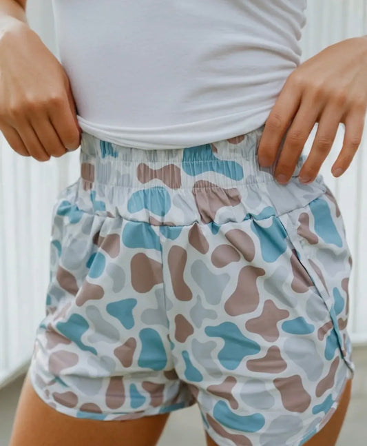 Camouflage Shirred High Waist Shorts SHIPS NEXT DAY